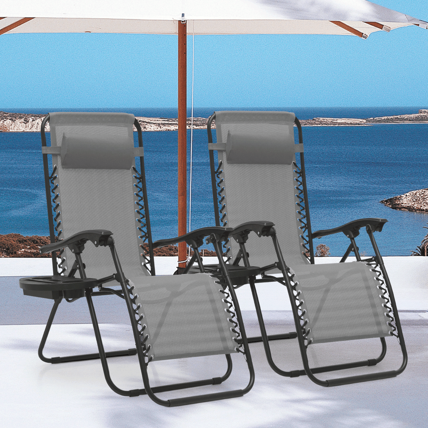 MoNiBloom Zero Gravity Chairs Set of 2 Outdoor Folding Patio Lounge Chairs