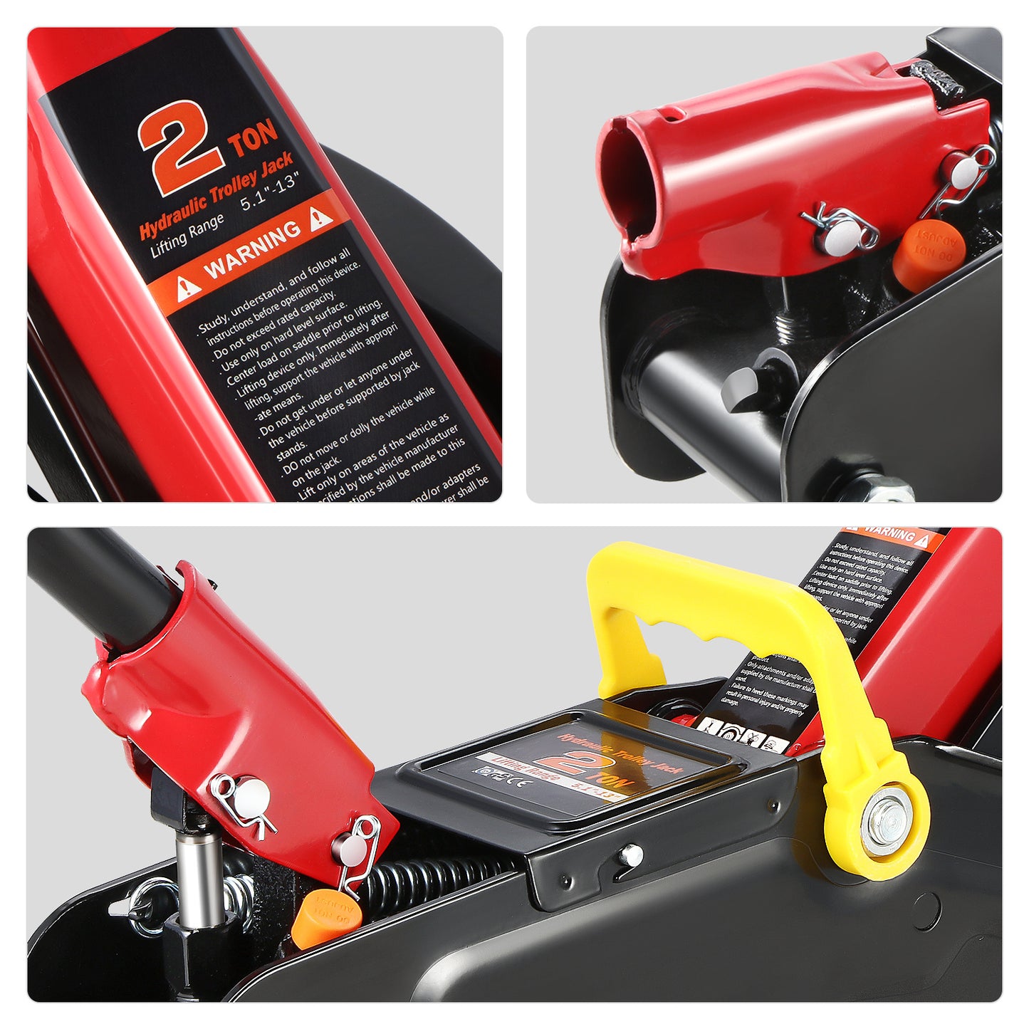 DNA Motoring Low Profile Hydraulic Floor Jack Trolley With 2 Ratchet Jack Stands