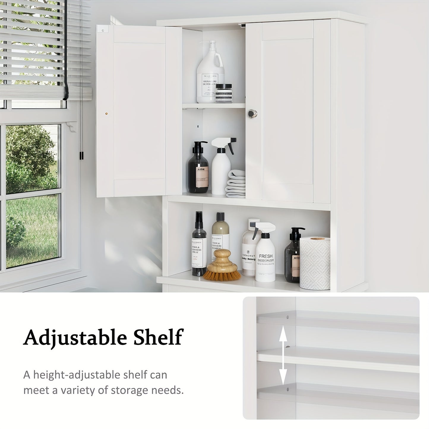 JY QAQA Over The Toilet Storage Cabinet White Space Saver With Adjustable Shelf