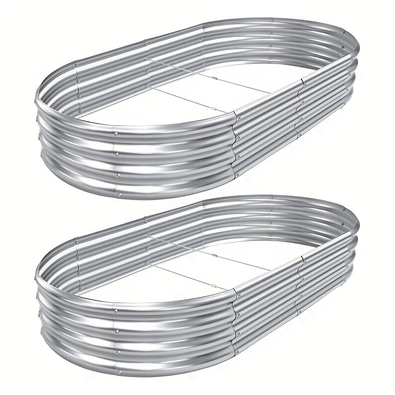 2 Pack Galvanized Raised Garden Bed Kit Oval Planter Boxes For Vegetables