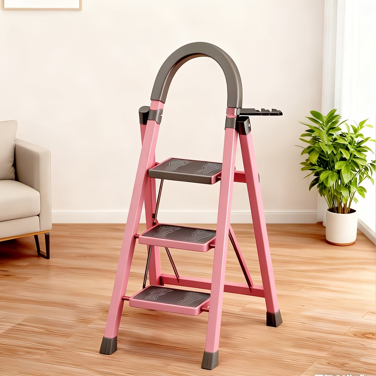 Five Step Portable Folding Ladder With Non Slip Steps Lightweight For Home Use