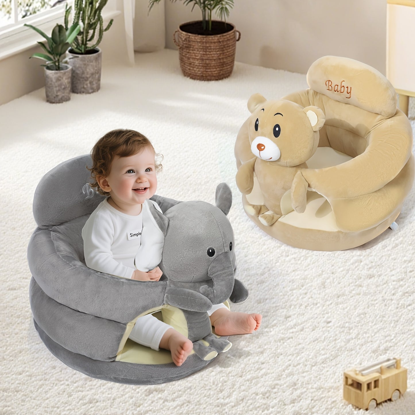 Baby Sit Up Chair Plush Teddy Bear Design Adjustable Height