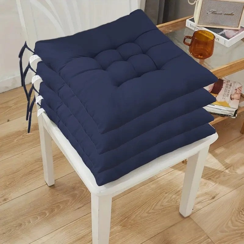 4-Pack Solid Color Polyester Chair Cushions - No Electricity Required, Durable Fabric, Plush Design, Suitable for Garden Chairs, Restaurant Chairs, Car Seats and Office Chairs