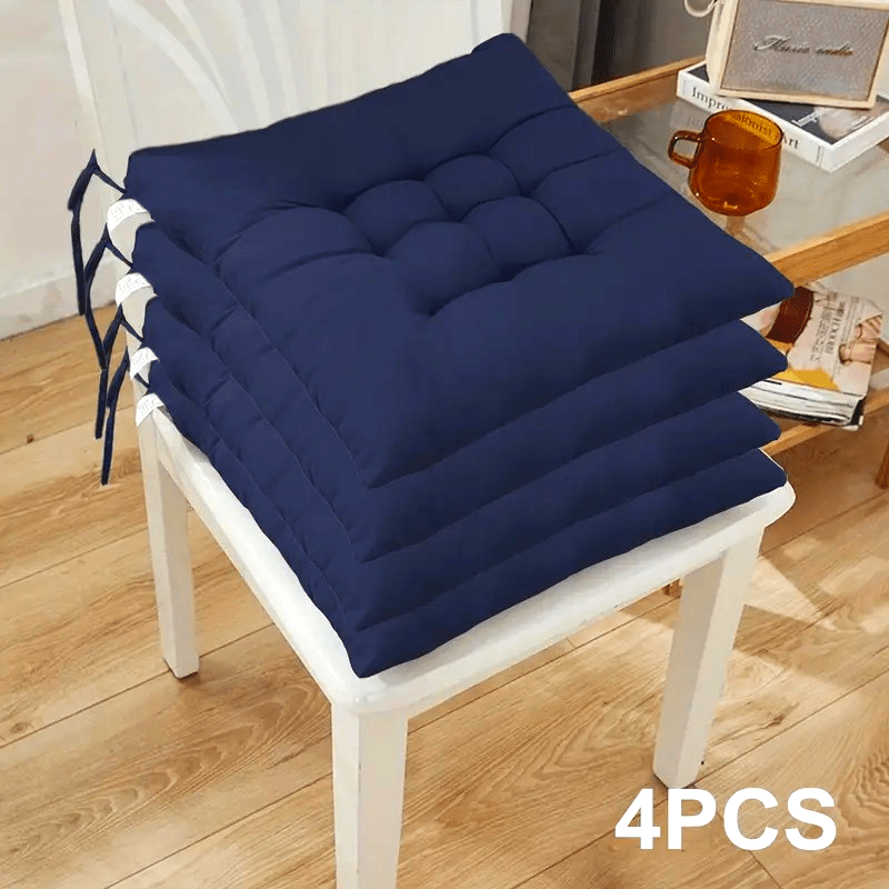 4-Pack Solid Color Polyester Chair Cushions - No Electricity Required, Durable Fabric, Plush Design, Suitable for Garden Chairs, Restaurant Chairs, Car Seats and Office Chairs