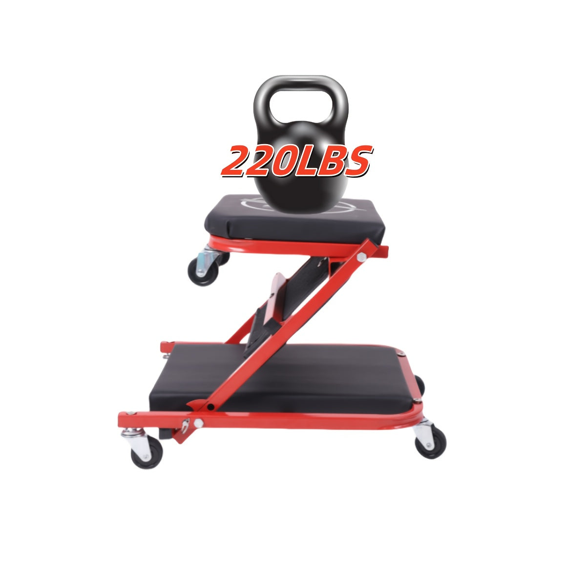[2-in-1 Z-Type Crawler Seat] 2-in-1 Z-Type Adjustable Foldable Lift Seat Reclining Plate | Crawler Seat for Garage Car Bottom Repair Tool Box - Perfect Gift for Mechanic, Gray And Red Available
