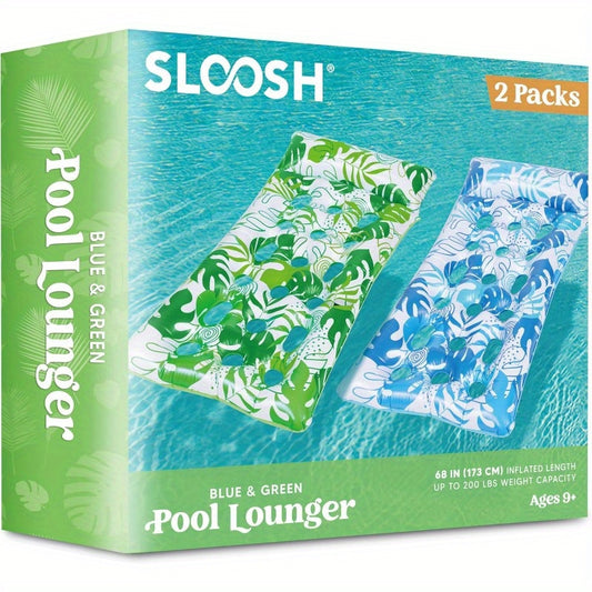 SYNCFUN 2-Pack Inflatable Pool Floats Mat - XL Pool Floaties Adults Size With Headrest, Sun Tanning Raft Lake Beach Swimming Pool Party Balloons Toys Floating Lounge Above Water Keep Cool