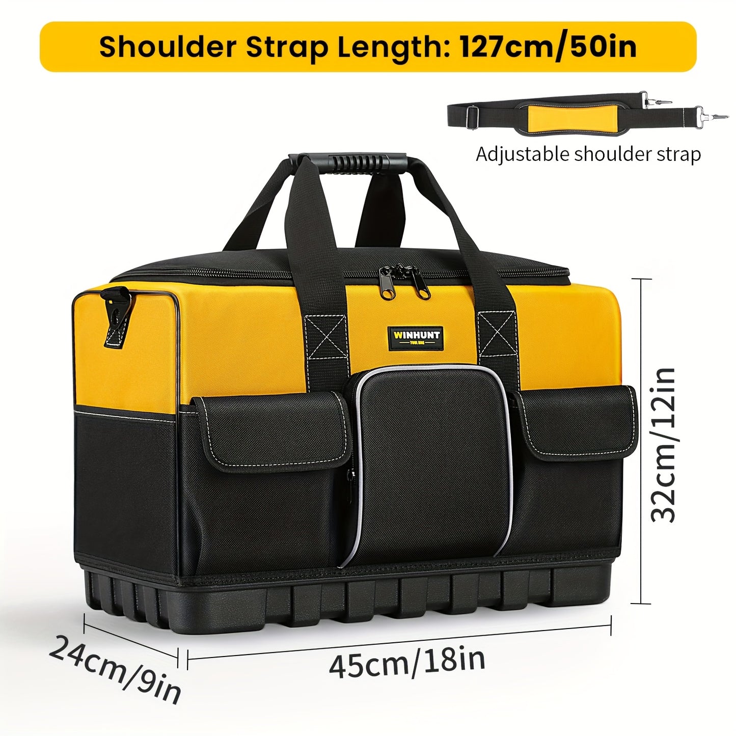 WinHunt Heavy Duty Tool Bag With Wide Mouth And Adjustable Shoulder Strap
