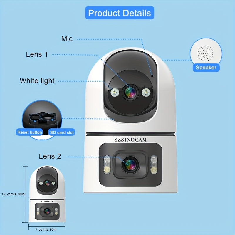 2K Dual Lens PTZ Outdoor Security Camera With 355 Rotation And Dual Band WiFi