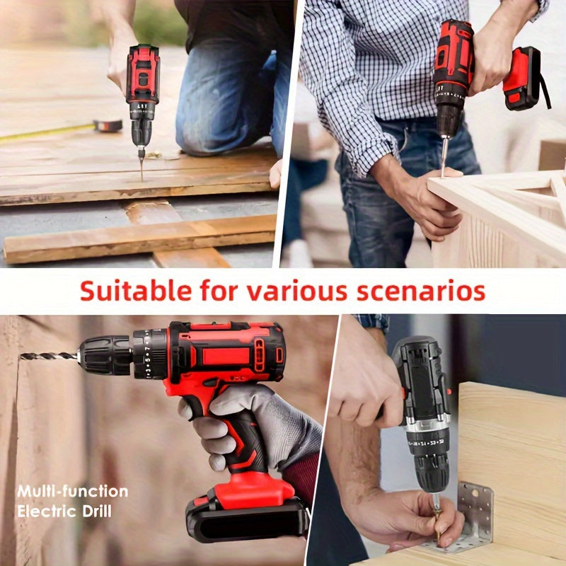 102pcs Set with 2 Batteries, Electric Drill Sleeve, Household Tool Sleeve, Electric Impact Wrench, Hand Tool Kit, Electric Screwdriver Kit - Ratchet Screwdriver Kit, Electric Drill And Home Repair for Easy Use