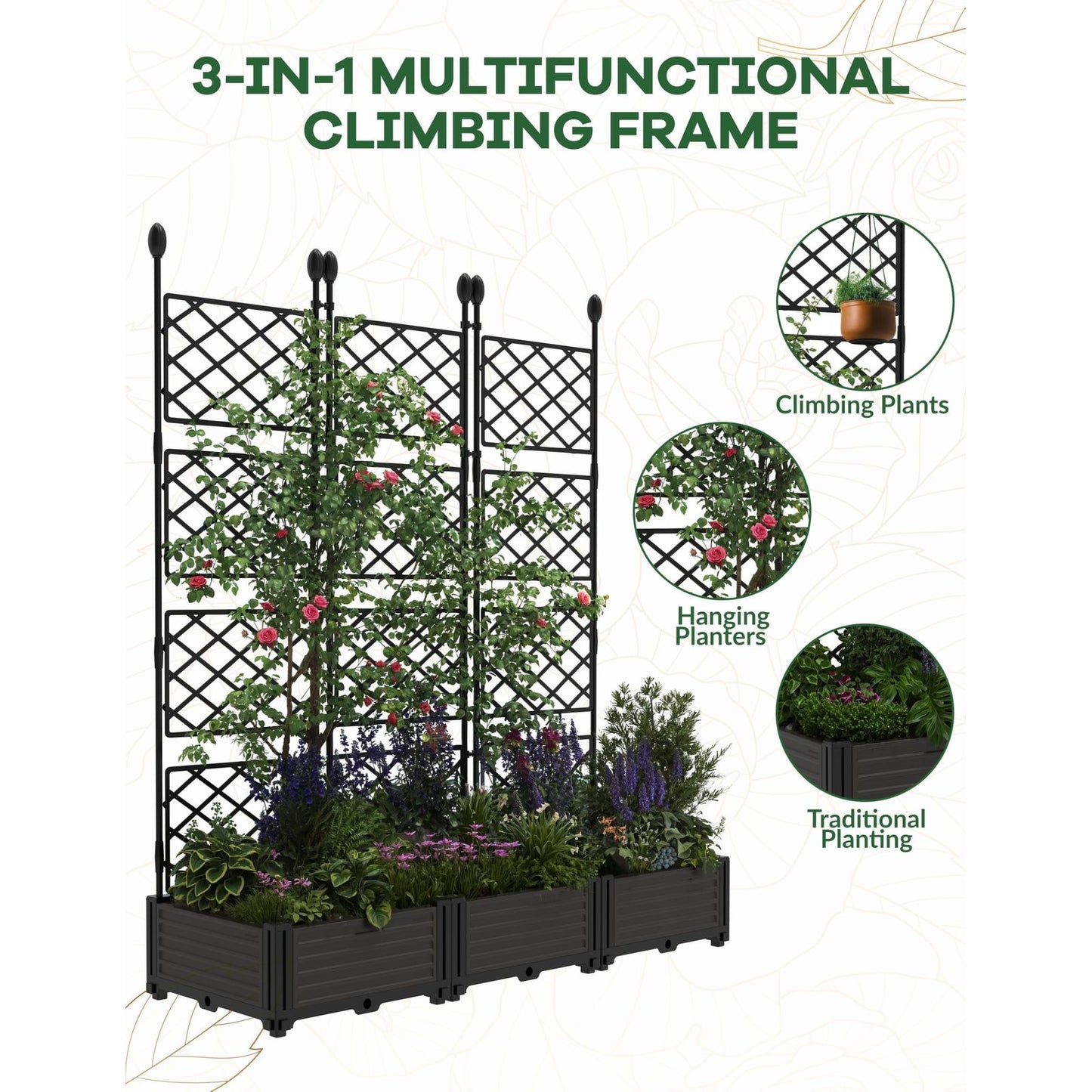 3 Piece Raised Garden Bed Kit 50 Inch By 63 Inch Vertical Garden Box Balcony