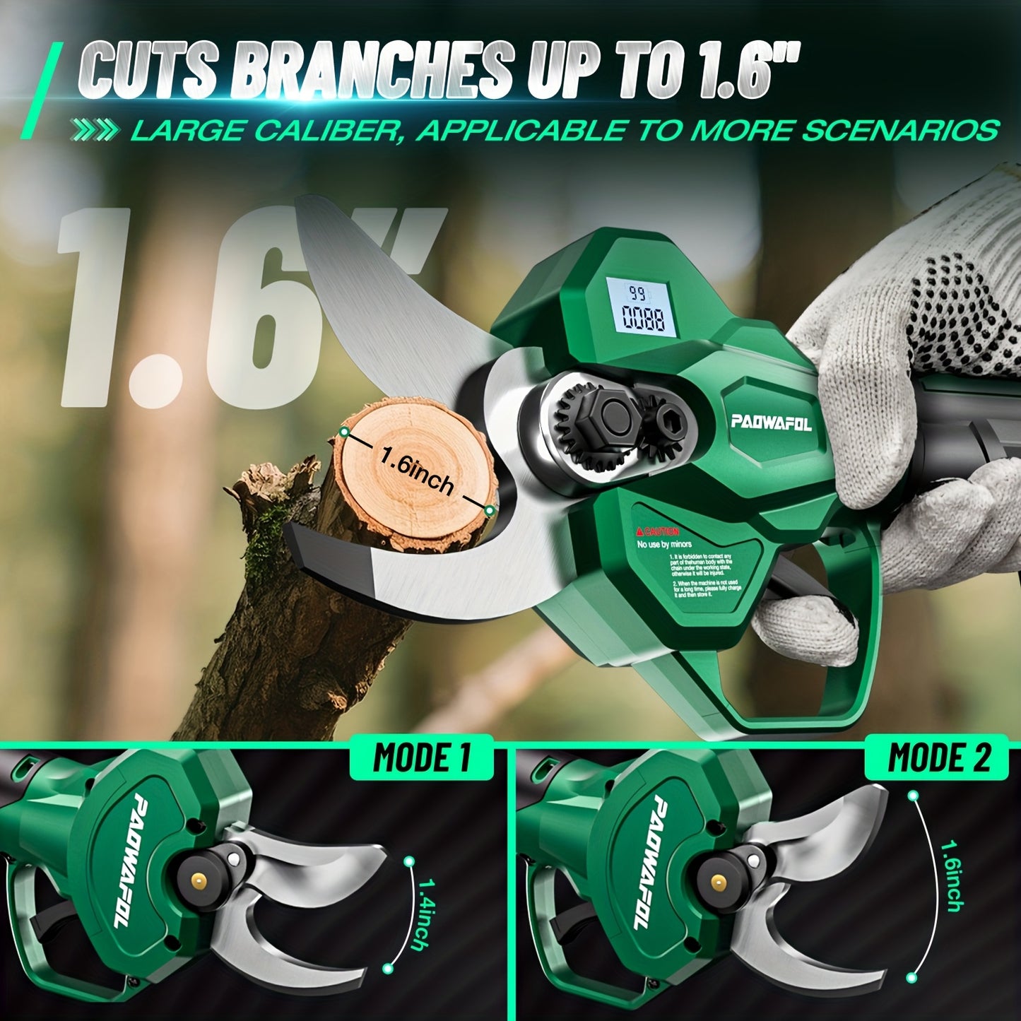 Cordless Electric Pruning Shears With 2 Rechargeable Batteries 41mm Cutting