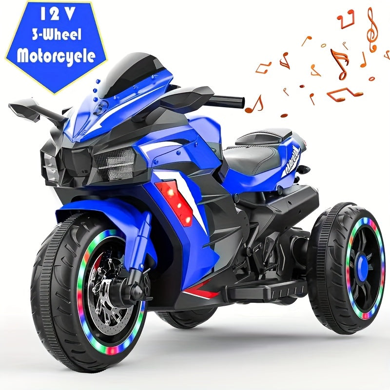 12V Blue Kids Motorcycle Ride On Toy With Music And Lights