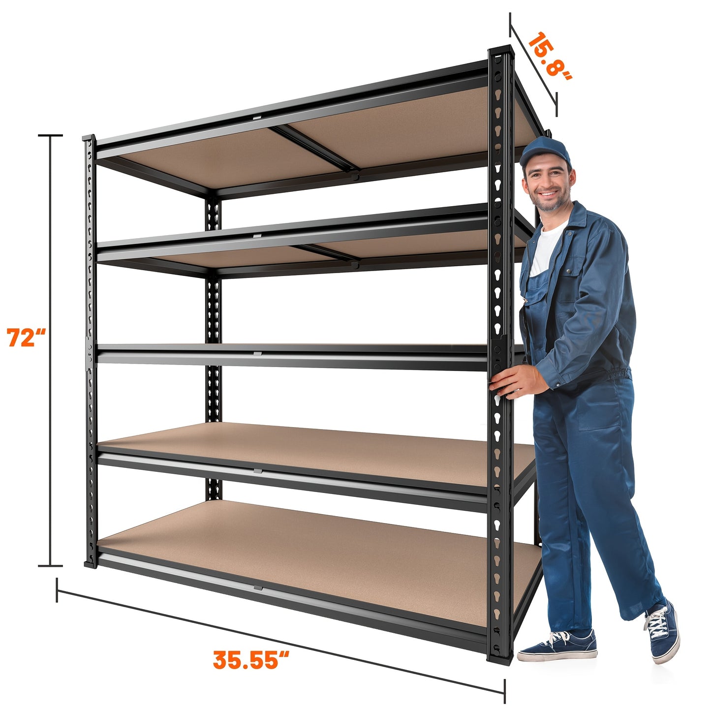 Heavy Duty 5 Tier Metal Shelves - 72 H 2000LBS Capacity