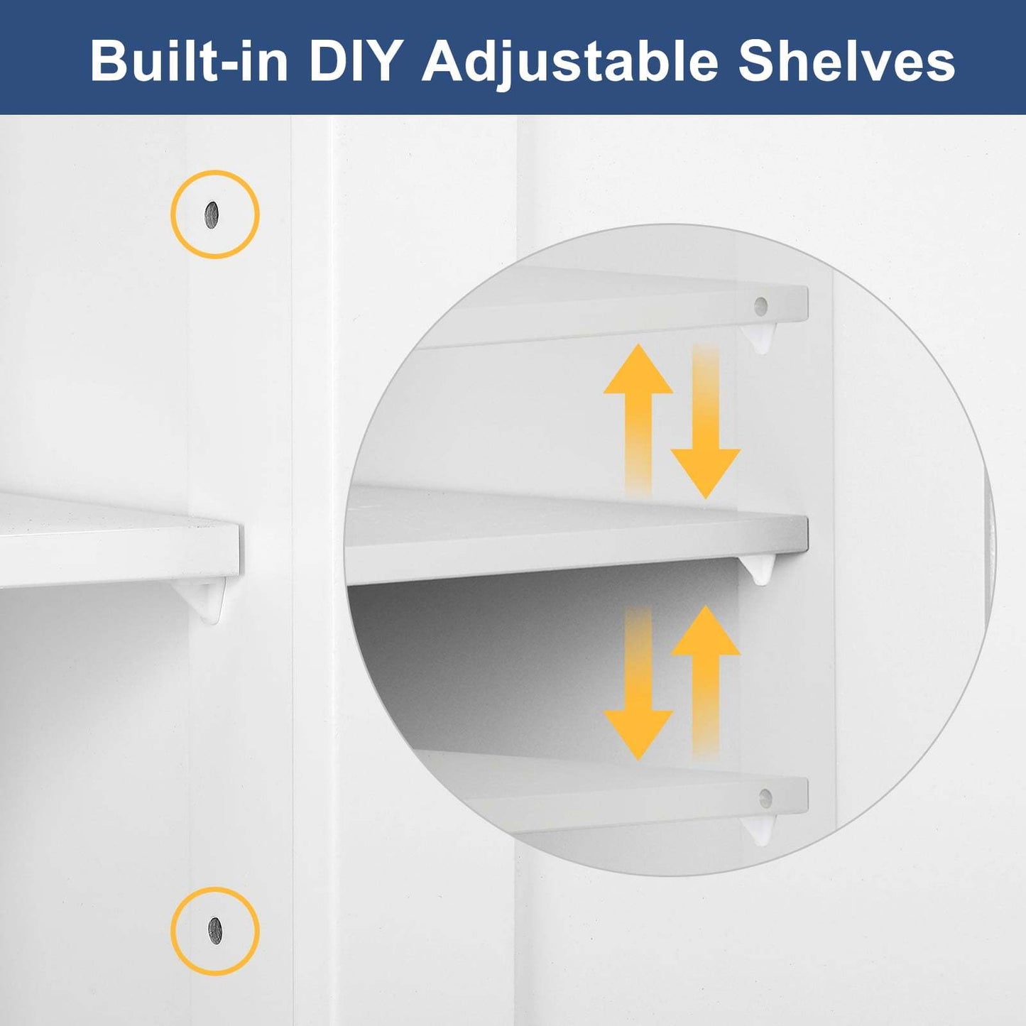 White Bathroom Floor Cabinet Side Storage With 4 Drawers 1 Cupboard 2 Shelves