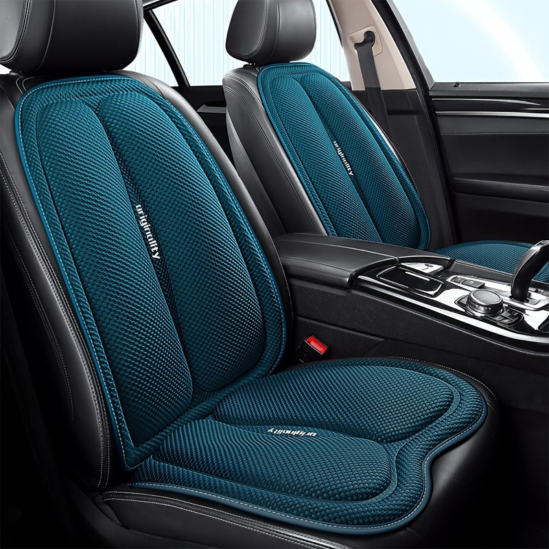 Car Accessories 2-Piece Set, Universal Square Car Seat Cushion + Backrest Pad for All-Season Use – Breathable & Cool in Autumn/Warming Winter Comfort Design. Easy to Install Multi-Layered Space Patterns, Perfect