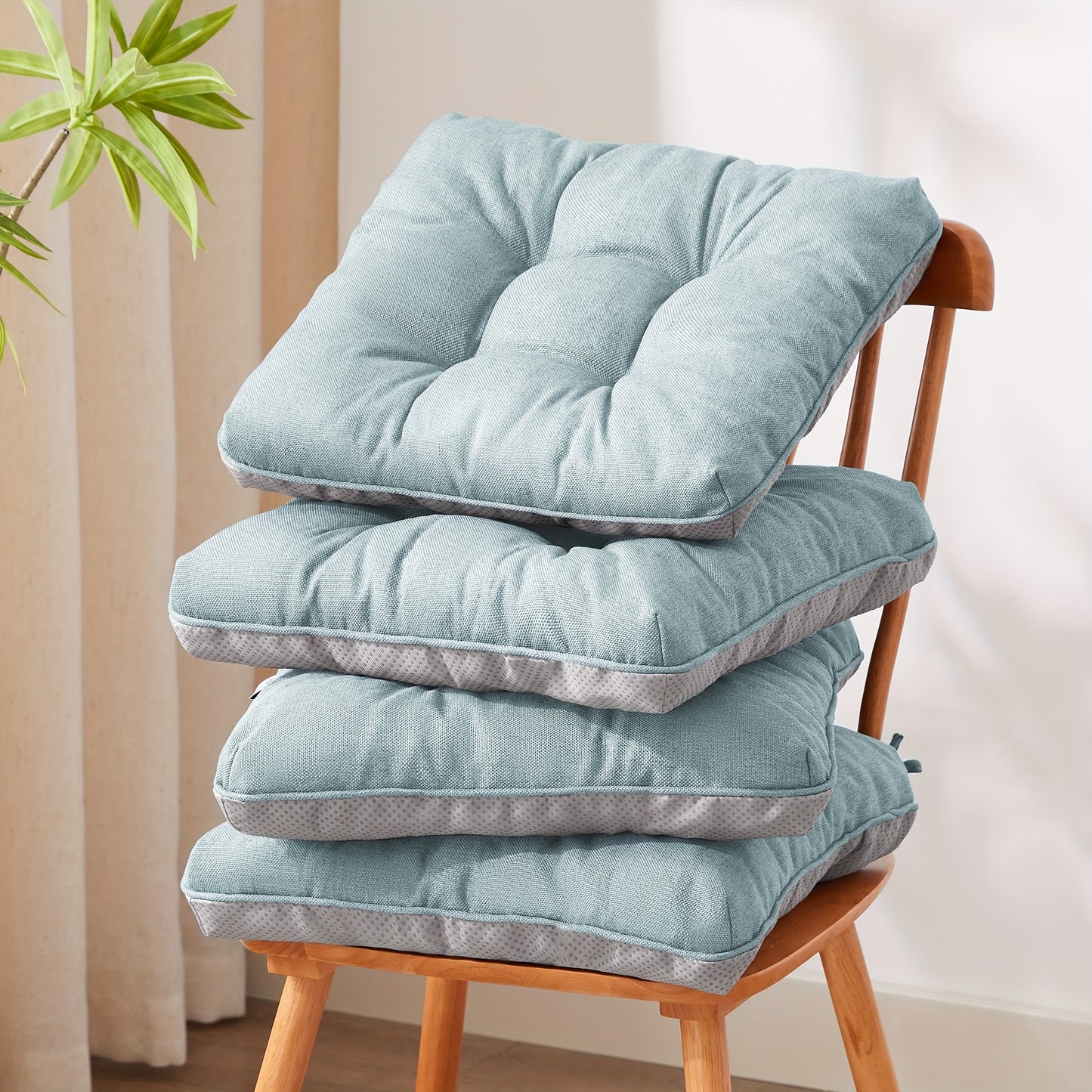 Chair Cushions Set Of 4, Kitchen Chair Cushions with Non-Slip Backing, Seat Cushions for Kitchen Chairs, Indoor Chair Pads with Ties