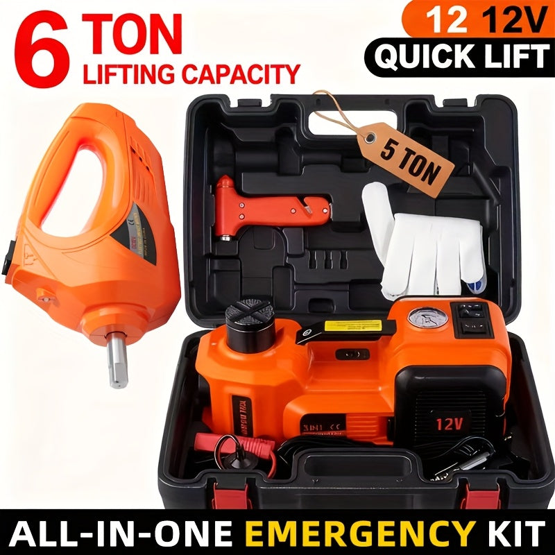 12V 5 Ton Electric Car Jack Set Off Road Kit With Air Compressor And Wrench