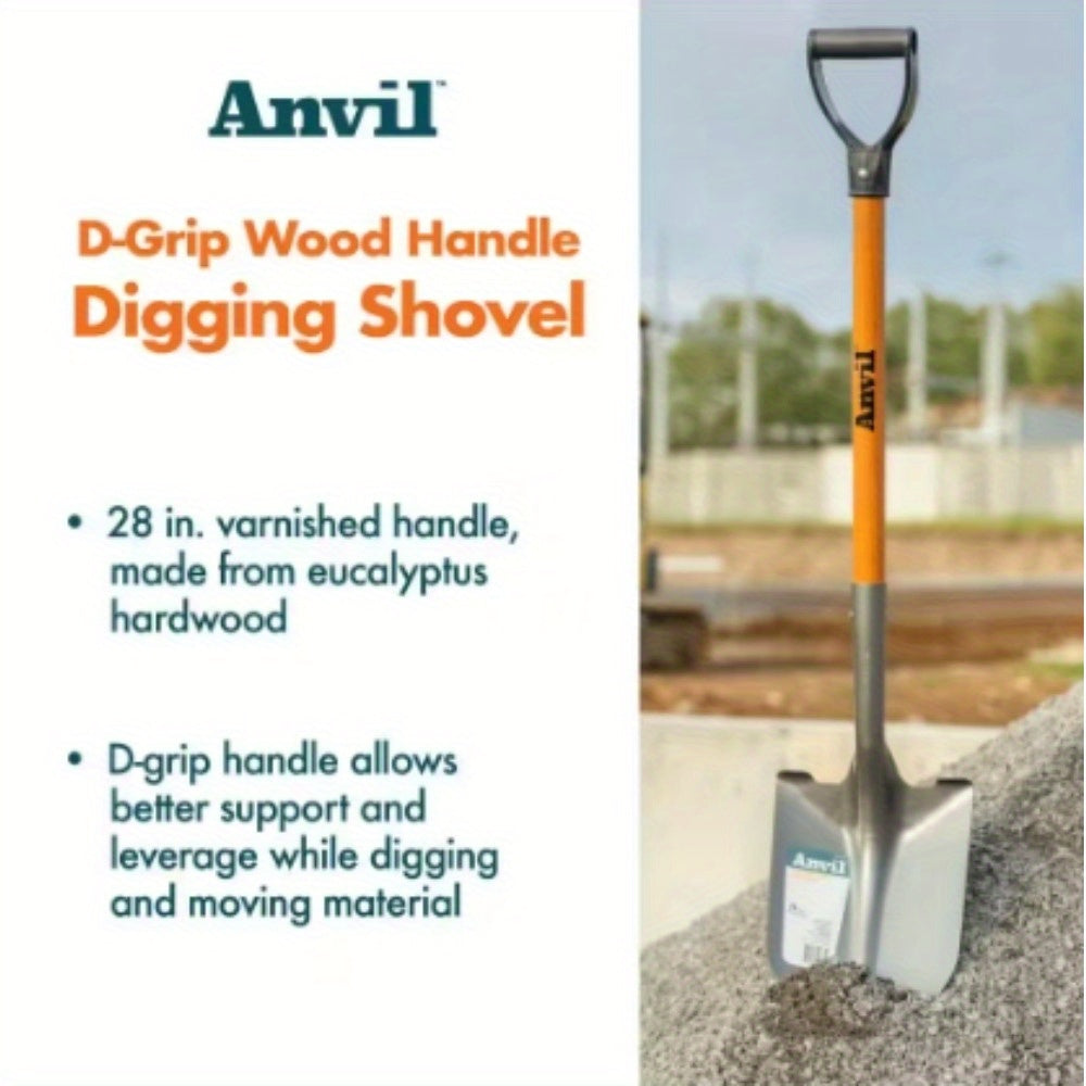 28 Inch Digging Trowel With Wood Handle And Stainless Steel Round Point Spade