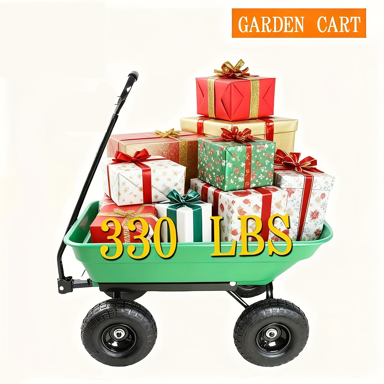 Heavy Duty Garden Cart Steel Frame 220 Lb Quick Release Dump All Terrain Tires