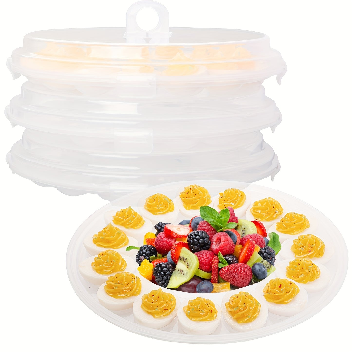 3pcs Deviled Egg Trays, Brown 11.8 Inch Plastic Egg Platters With Lid, Portable Egg Containers With 66 Slots/45Slots, Mother'S Day Gift, For Kitchen, Easter, Wedding, Valentine'S Day, Holiday Parties, Birthday Parties, Outdoo