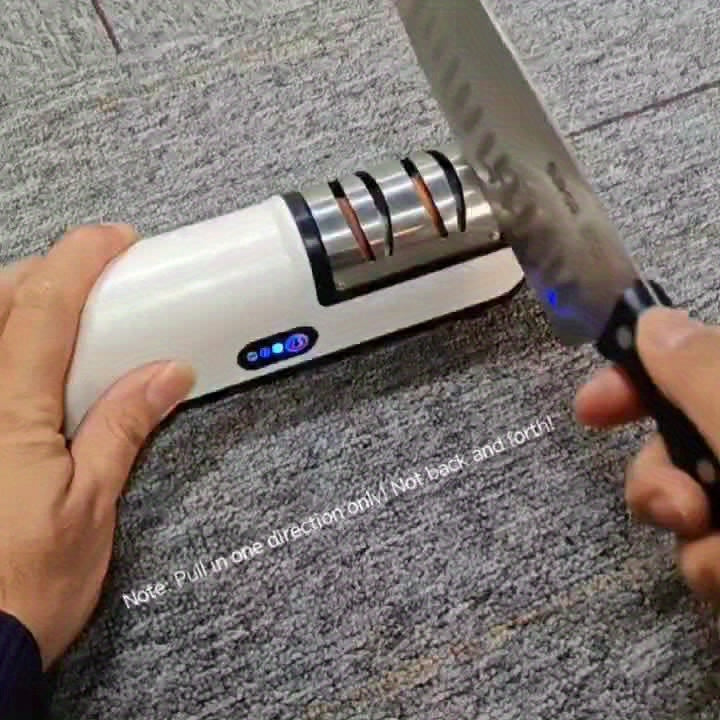 Professional USB Rechargeable Electric Knife Sharpener, 2-Stages Knife Sharpeners 20-Degree Straight Edge, for Kitchen Knives Sharpening and Polishing, Fit for chef knives, slicing knives, santoku knives, paring knives pocket