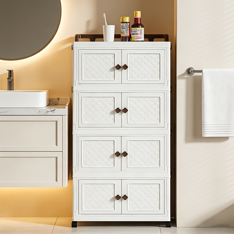 5 Tier Bathroom Folding Storage Cabinet White For Toiletries And Medicines