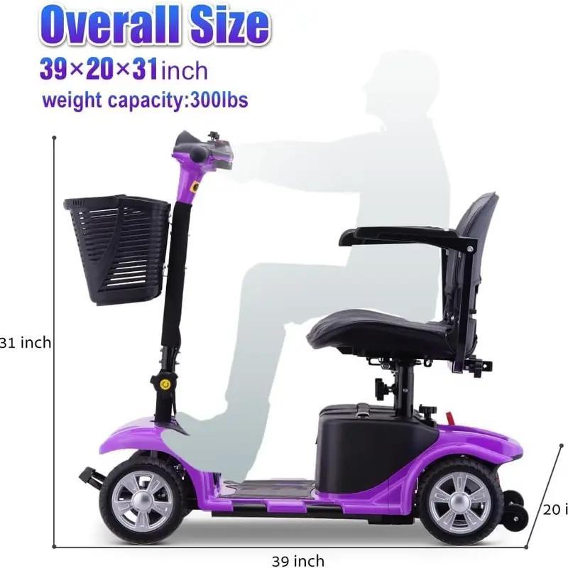 Electric Mobility Scooter for Adults, Senior, 4 Wheels Electric Powered Chargeable Device for Travel