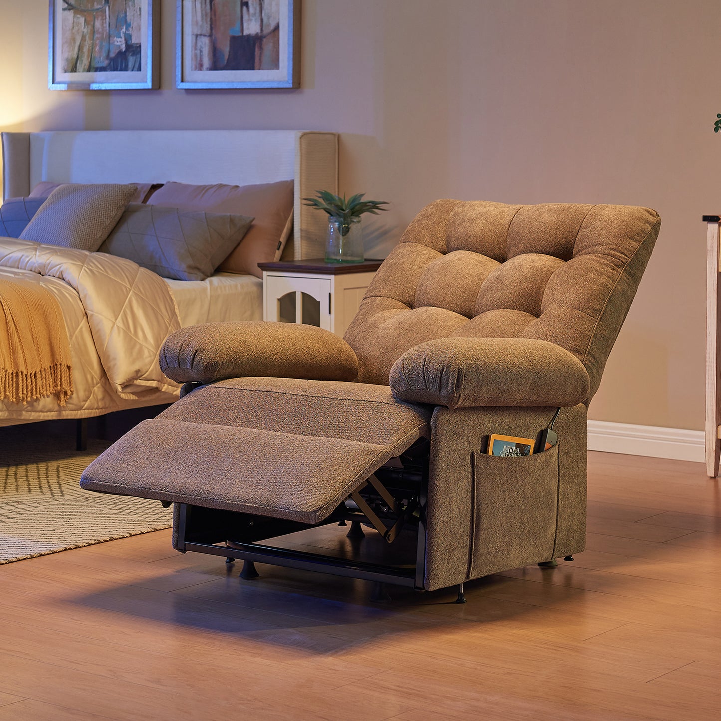 Triple Motor Power Lift Recliner Chair for Elderly Small with Removable Cover, Lumbar Pillow and Side Pocket, Infinite Positioning for Living Room, Bedroom