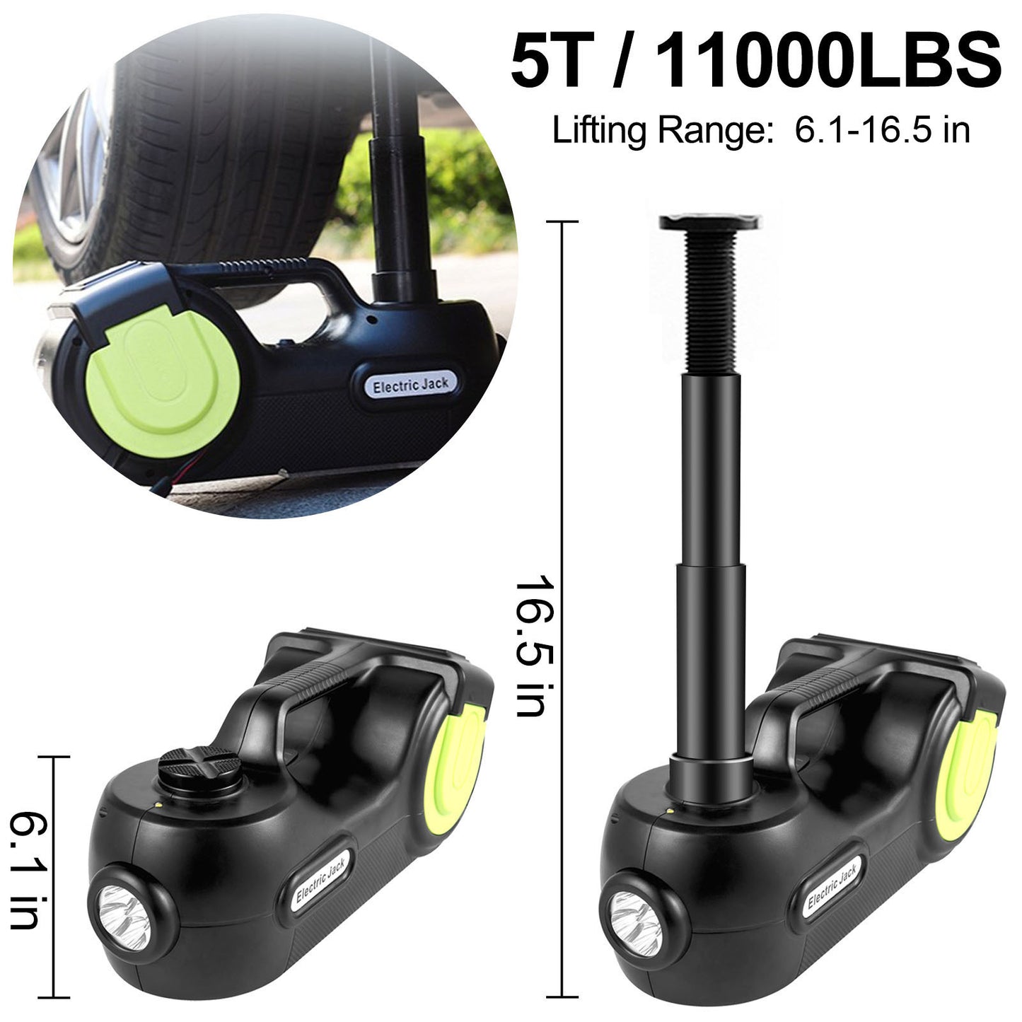 VEVOR 5 Ton Electric Car Jack With Hydraulic Floor Jack LED Light Impact Wrench