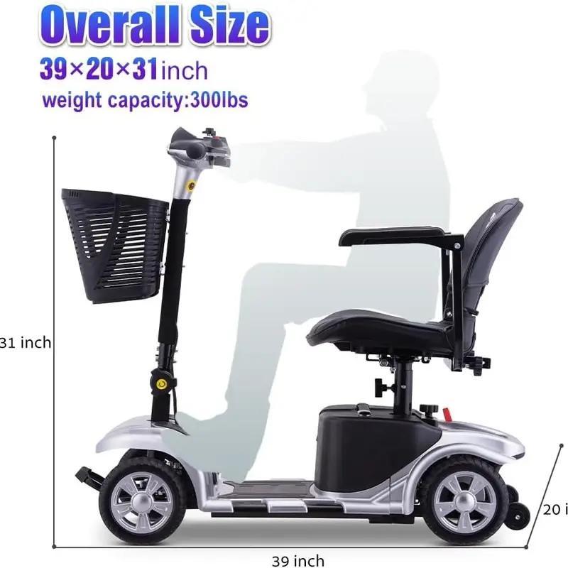 Electric Mobility Scooter for Adults, Senior, 4 Wheels Electric Powered Chargeable Device for Travel
