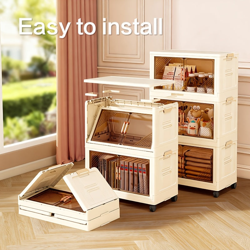 5 Pack Stackable Storage Bins With Rolling Drawers For Closet Organization