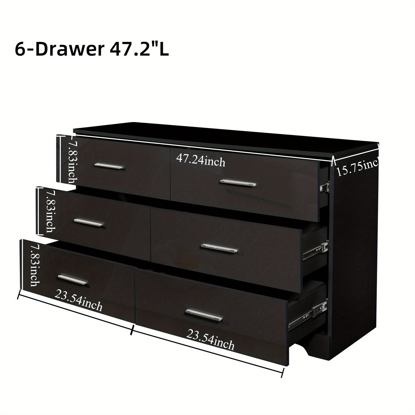 Modern Dresser With 6 Or 8 Deep Drawers For Bedroom Living Room Entryway White