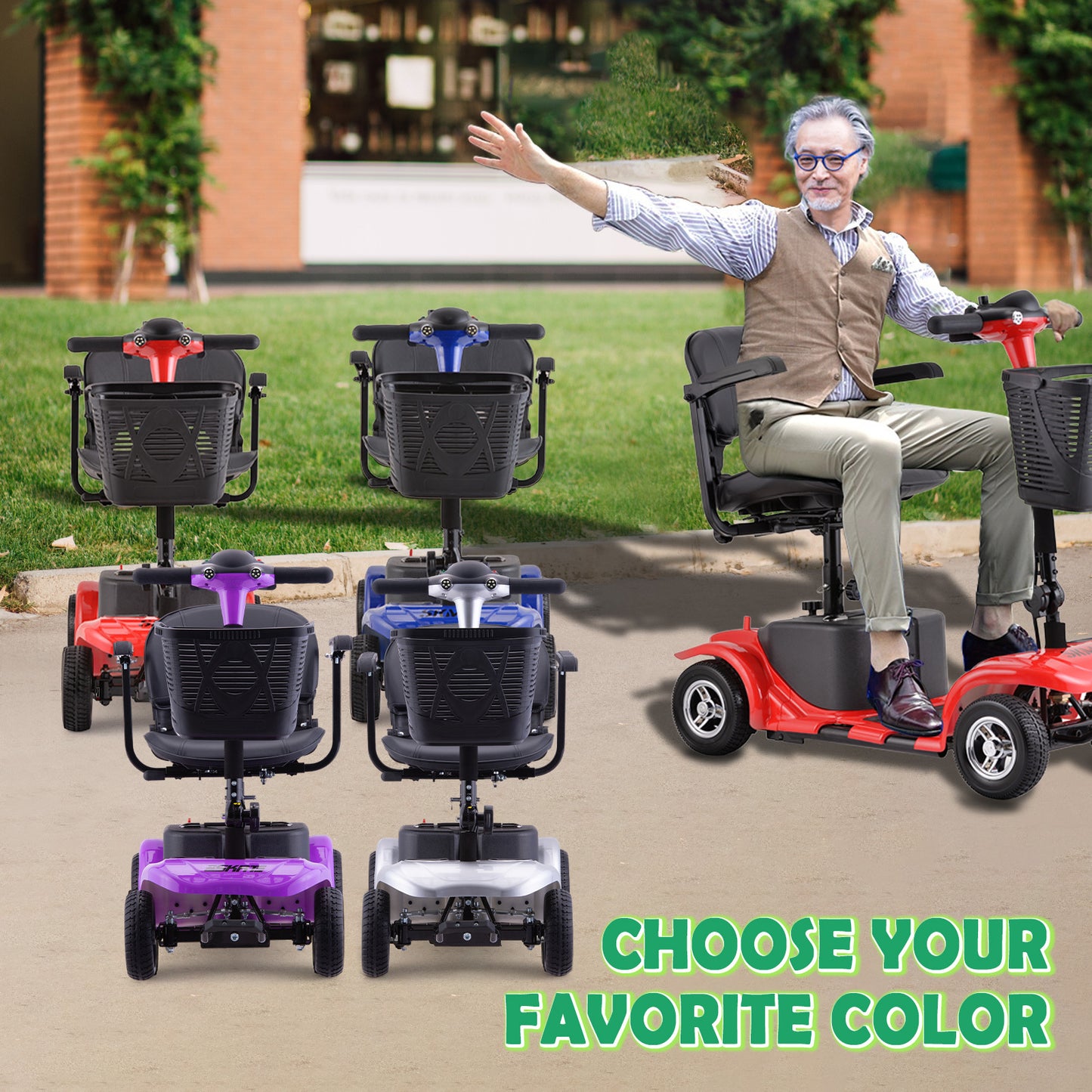 Electric Mobility Scooter for Adults, Senior, 4 Wheels Electric Powered Chargeable Device for Travel