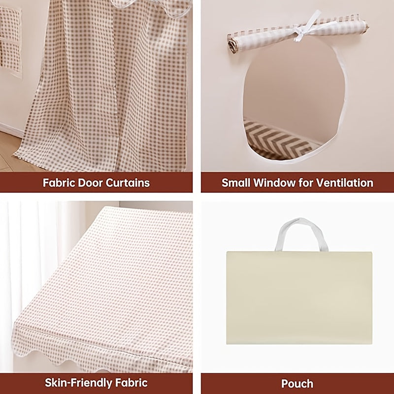 Checkered Play Tent With Window For Kids Indoor Outdoor Princess Castle