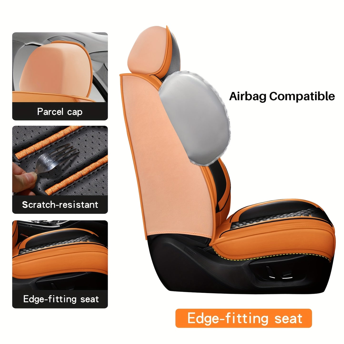 5 Seat Nappa Leather Breathable Perforated Air Hole Universal Car Seat Covers Full Set Full Surrounded Front Back Side Cushion Protector Fit for Most Cars SUV Truck Sedan