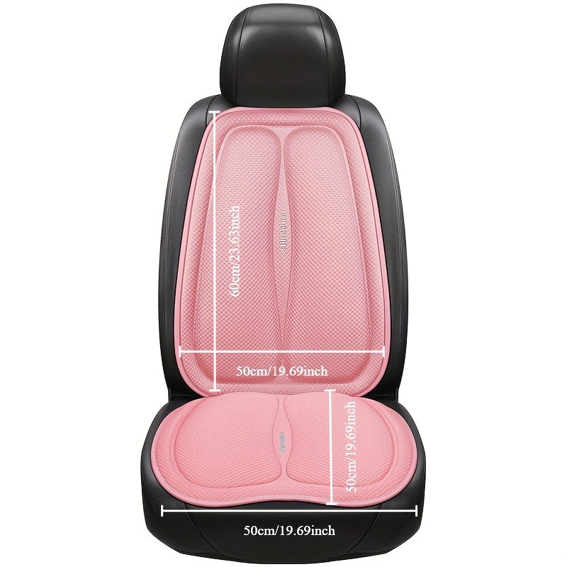 Car Accessories 2-Piece Set, Universal Square Car Seat Cushion + Backrest Pad for All-Season Use – Breathable & Cool in Autumn/Warming Winter Comfort Design. Easy to Install Multi-Layered Space Patterns, Perfect