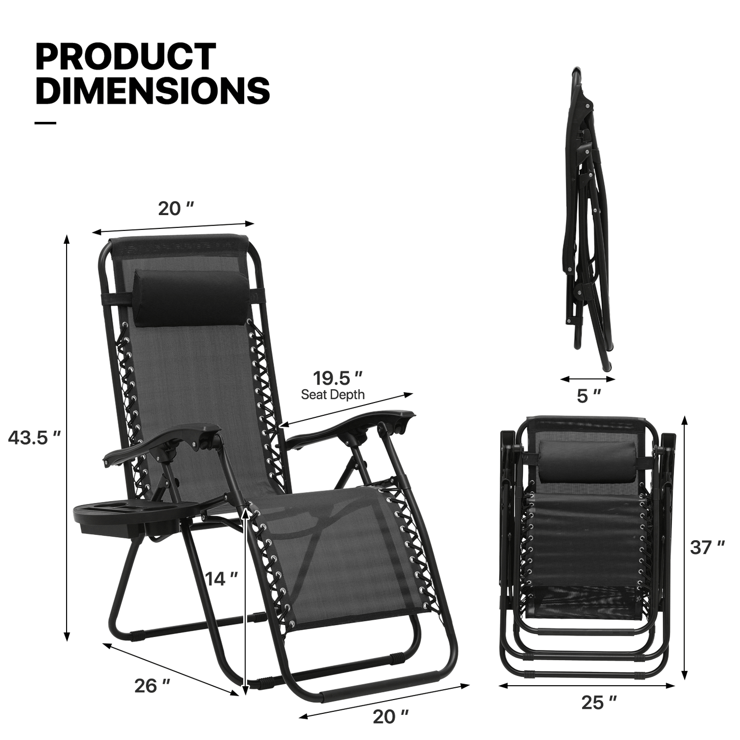 MoNiBloom Zero Gravity Chairs Set of 2 Outdoor Folding Patio Lounge Chairs