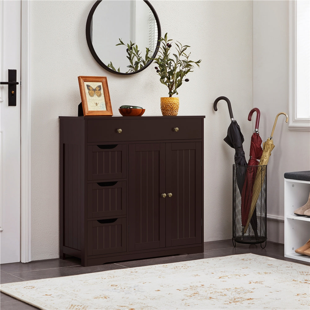 Costoffs Bathroom Storage Cabinet With 4 Drawers And 2 Doors Moisture Resistant