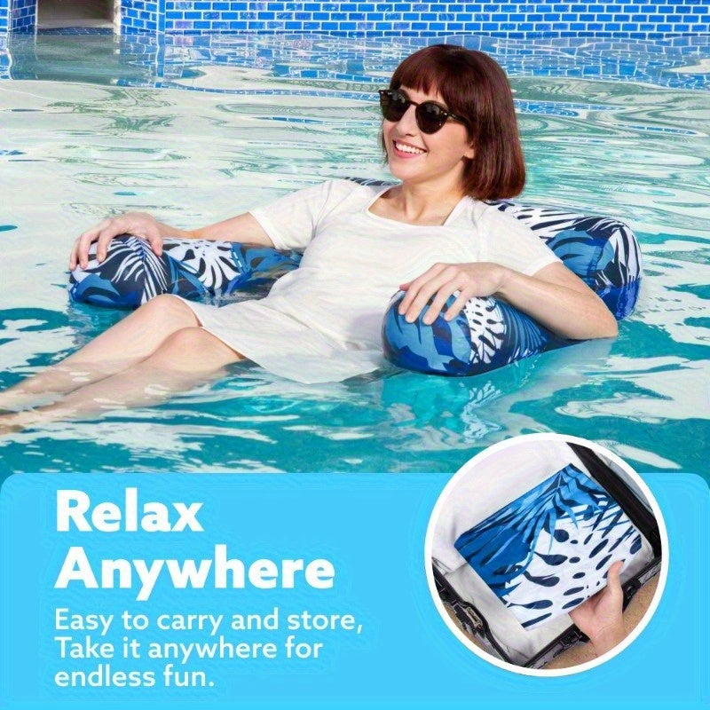 JOYFY 1 Pack/2 Pack Leaf Design Floating Lounger - Inflatable Pool Chair for Adults, Portable Summer Float for Beach, Lake & Pool Parties