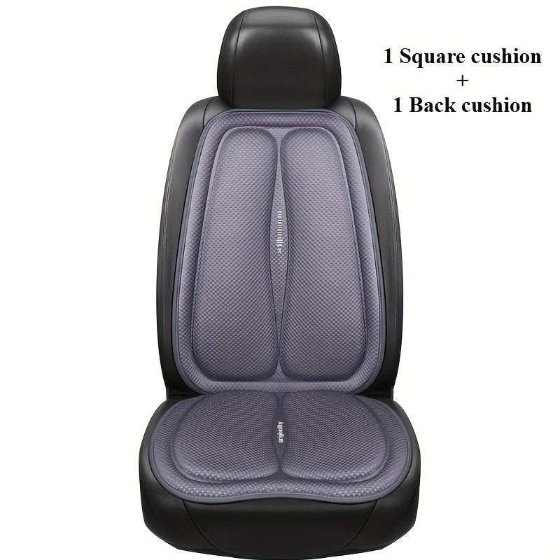 Car Accessories 2-Piece Set, Universal Square Car Seat Cushion + Backrest Pad for All-Season Use – Breathable & Cool in Autumn/Warming Winter Comfort Design. Easy to Install Multi-Layered Space Patterns, Perfect