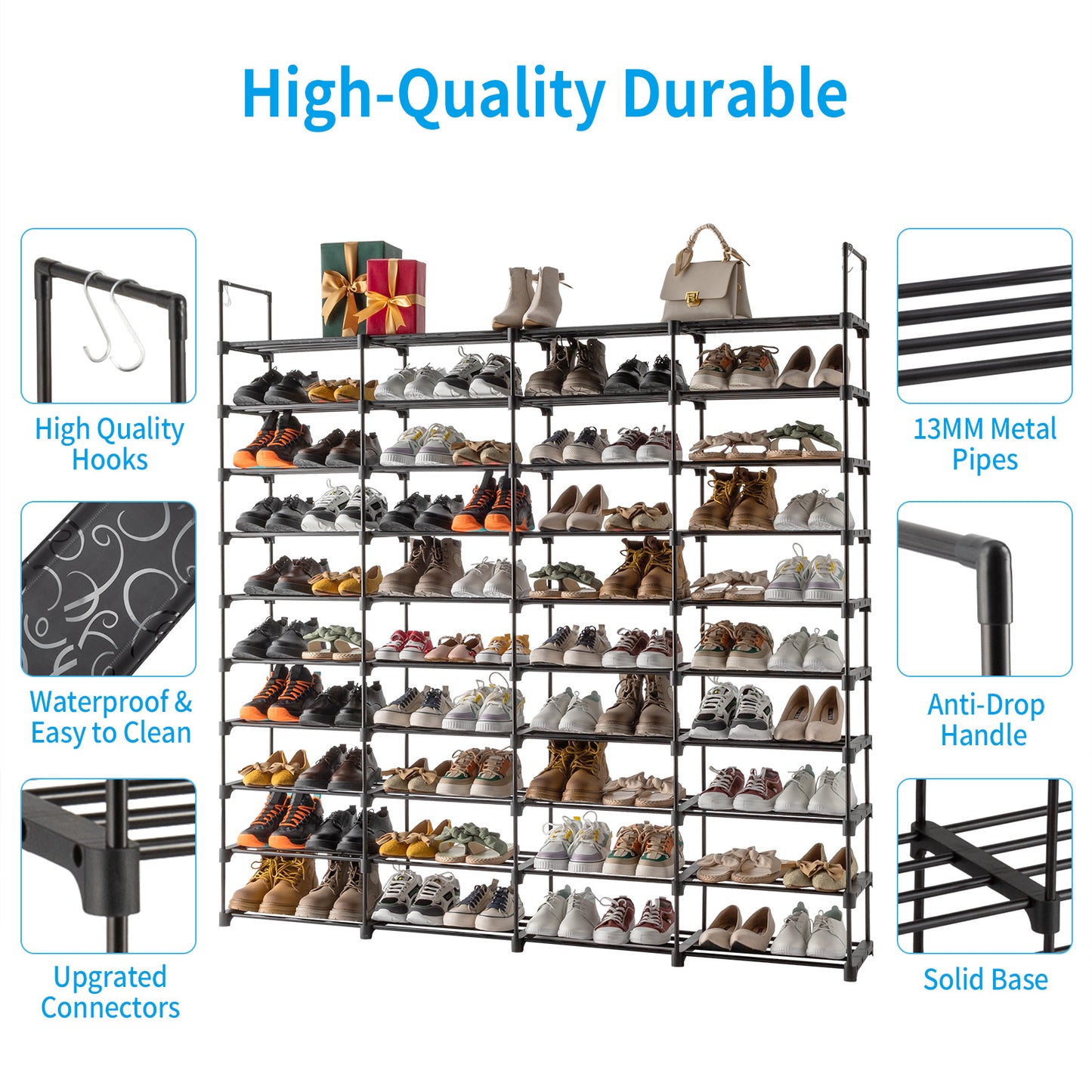 MOTOOS 10 Tier Shoe Rack Space Saving Storage Organizer For Shoes