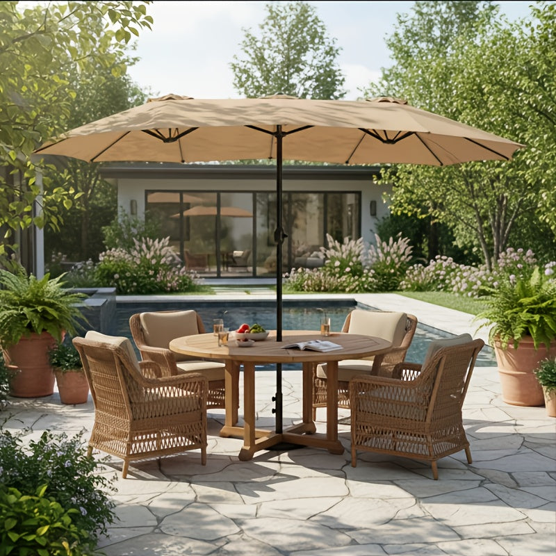 15Ft Outdoor Patio Umbrella With Tilt UV Sun Protection 135 Sq Ft Shade