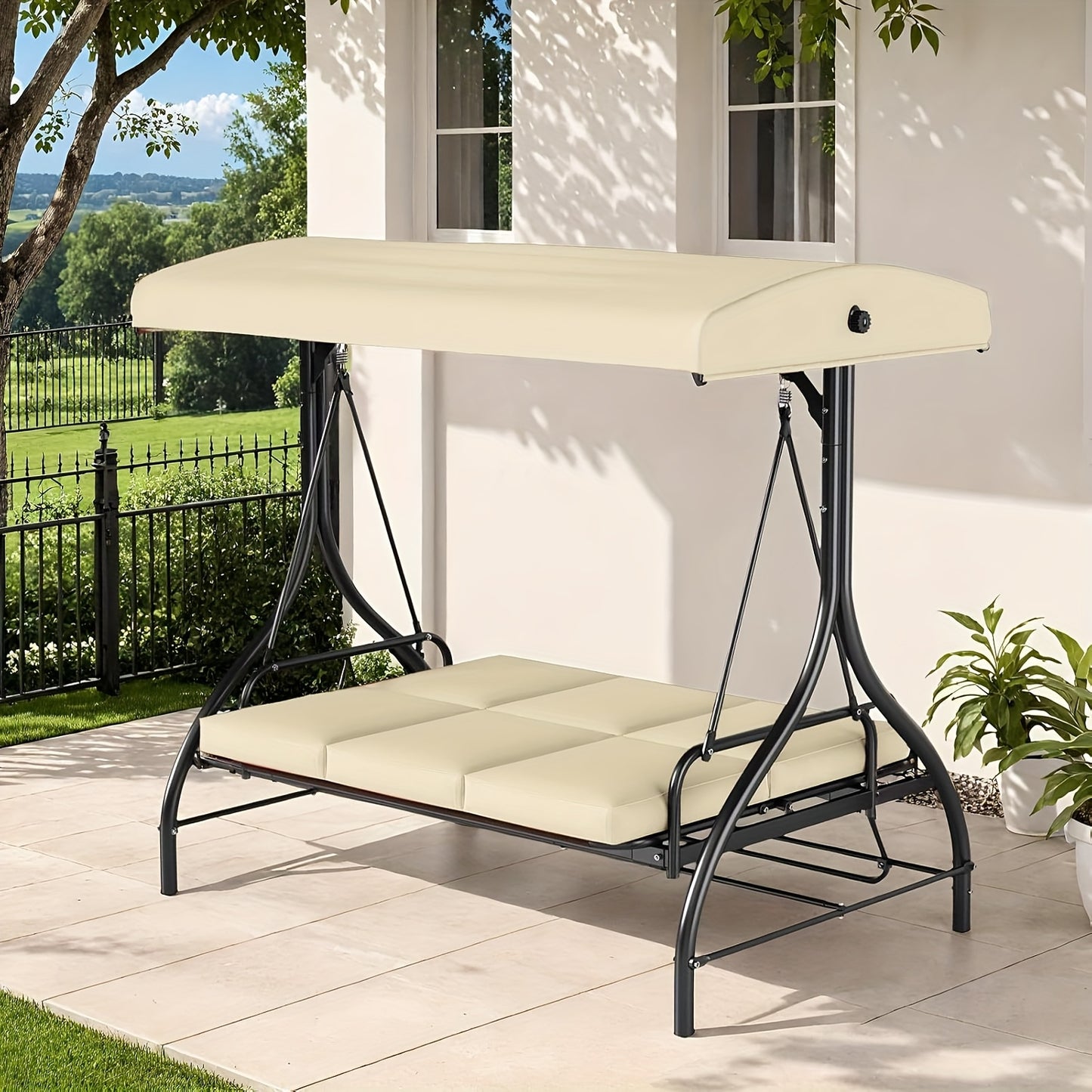 Three Person Outdoor Glider Swing Hammock With Canopy