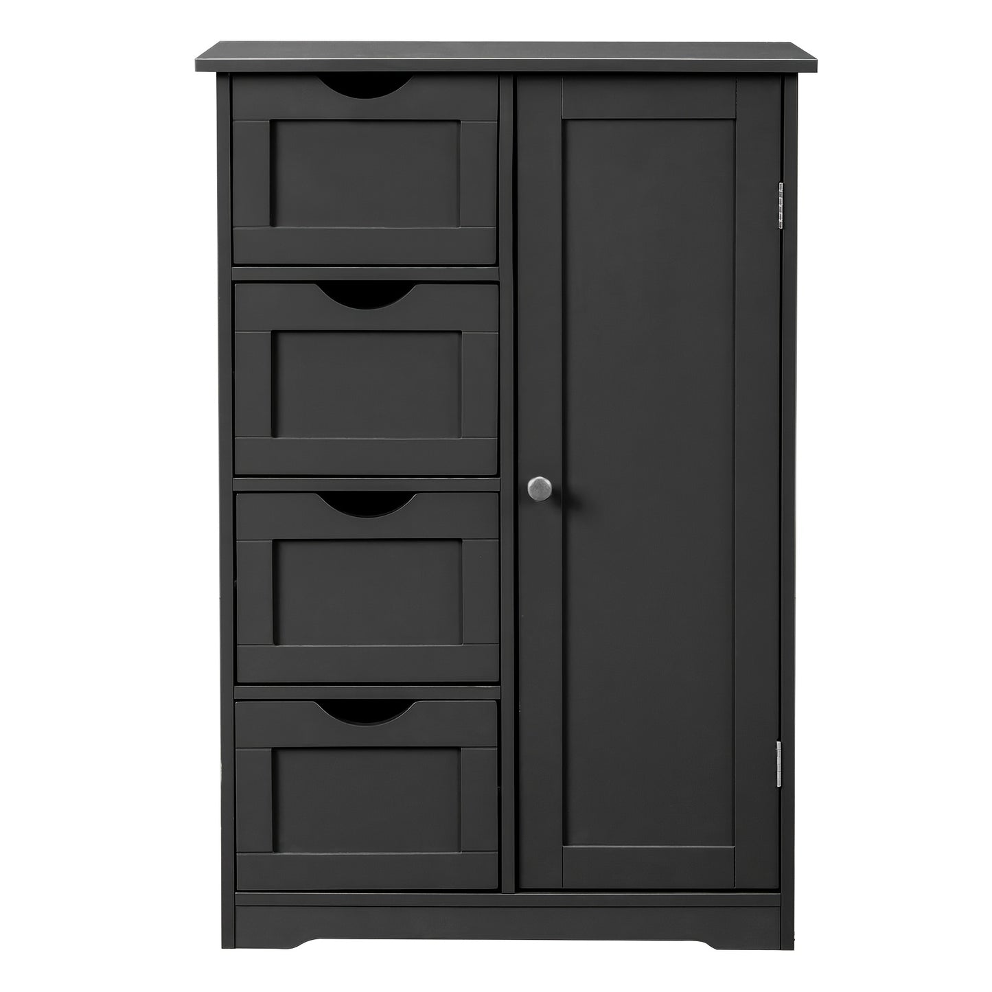 White Bathroom Floor Cabinet Side Storage With 4 Drawers 1 Cupboard 2 Shelves