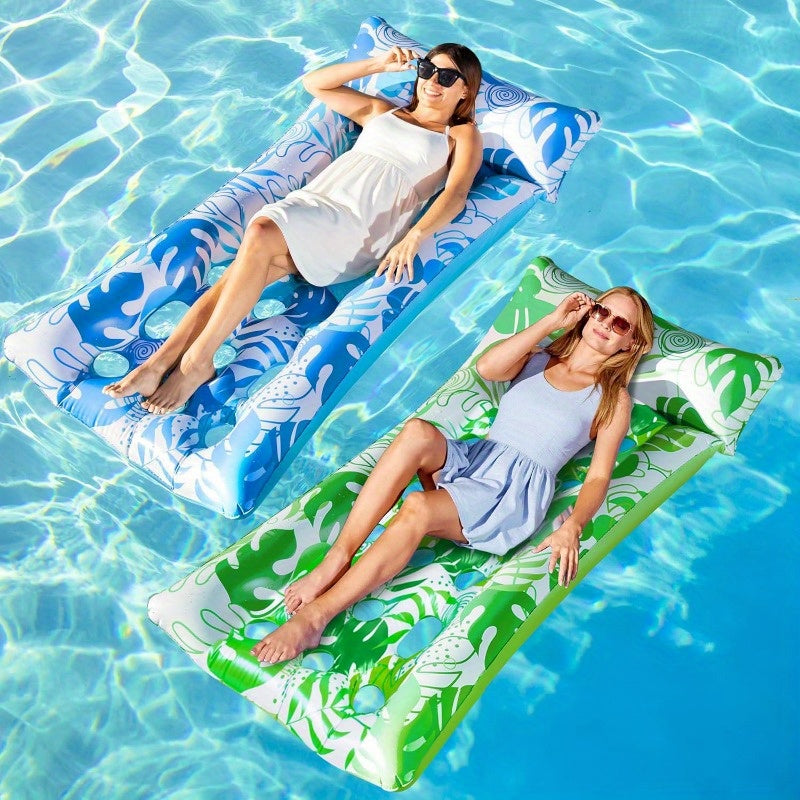 SYNCFUN 2-Pack Inflatable Pool Floats Mat - XL Pool Floaties Adults Size With Headrest, Sun Tanning Raft Lake Beach Swimming Pool Party Balloons Toys Floating Lounge Above Water Keep Cool