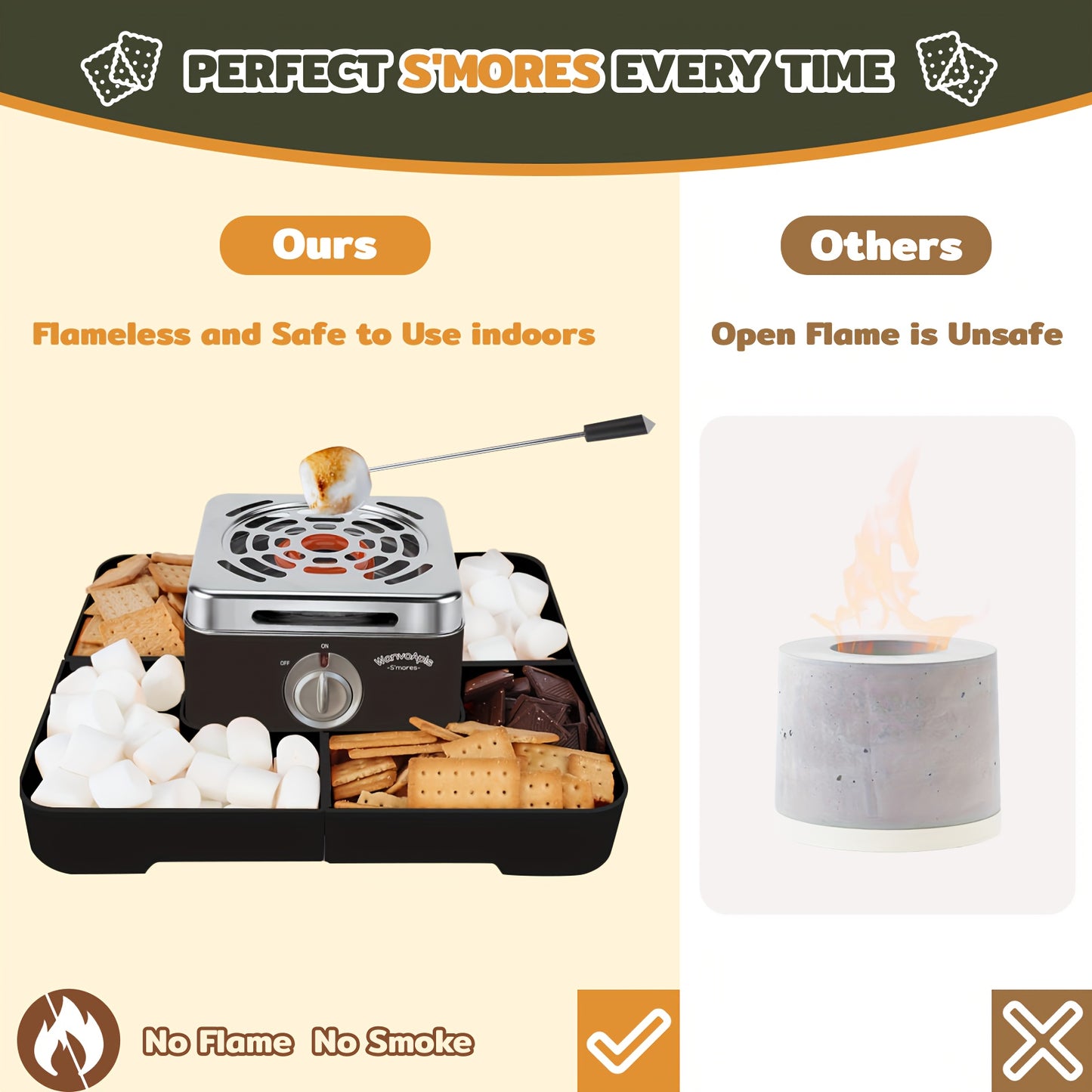 WANVOAPLS Electric Smores Maker Indoor Flameless Roaster