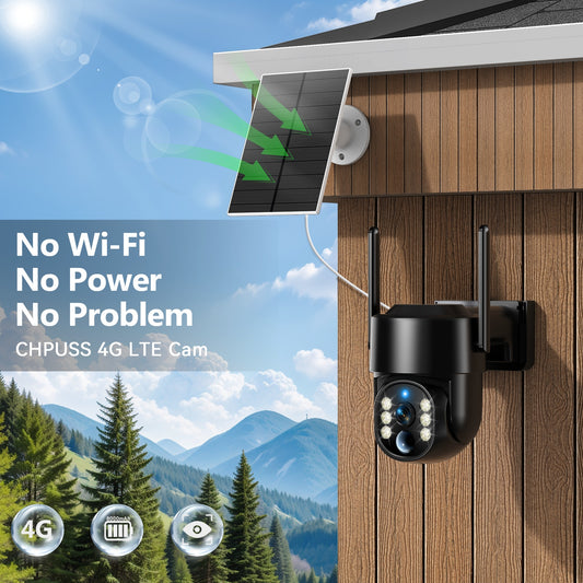 WESECUU 4G LTE Solar Security Camera No WiFi Needed 4MP Color Night Vision