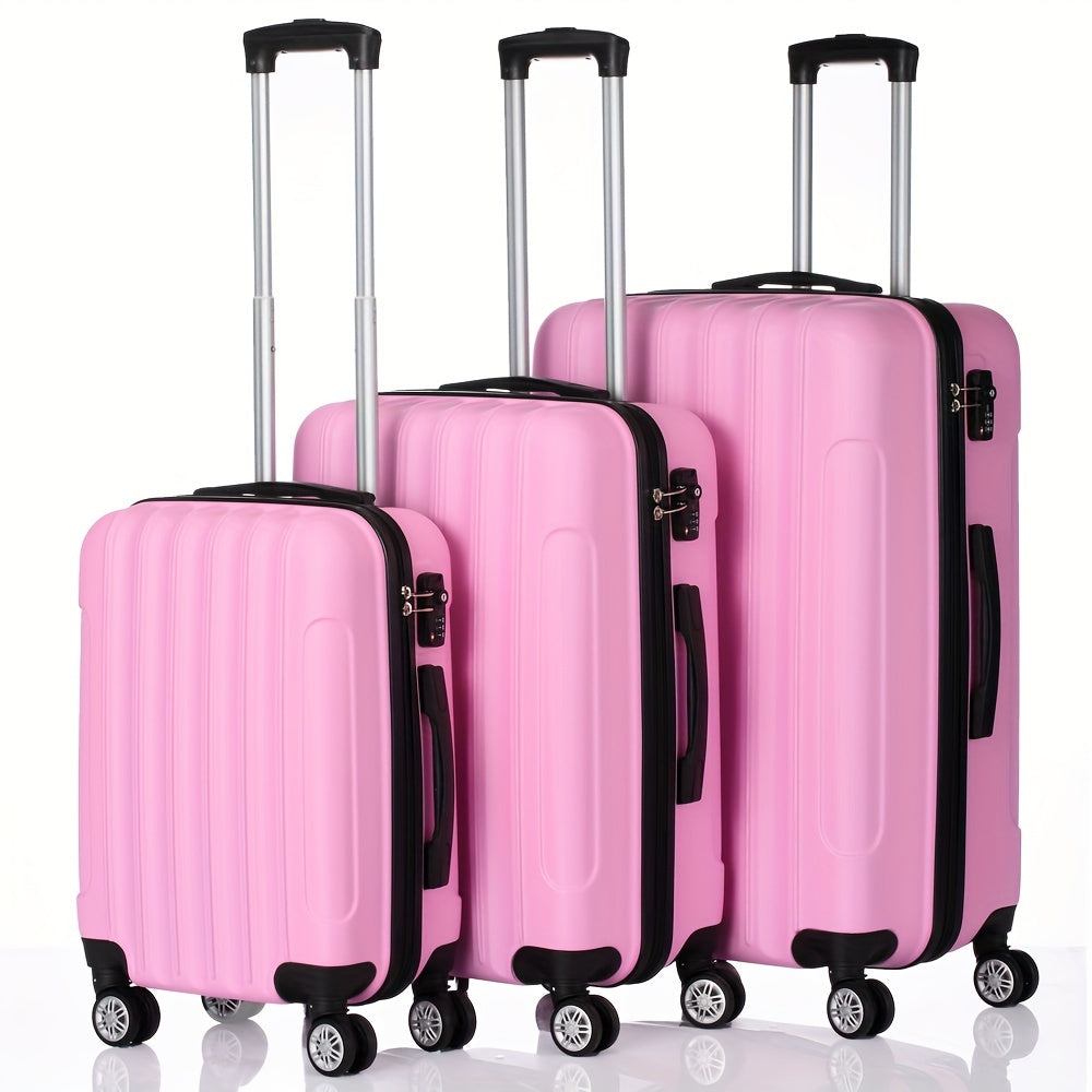 ABS Luggage 3 Hardshell Set With 20 24 28 Inch Aluminum Handle Spinner TSA Lock