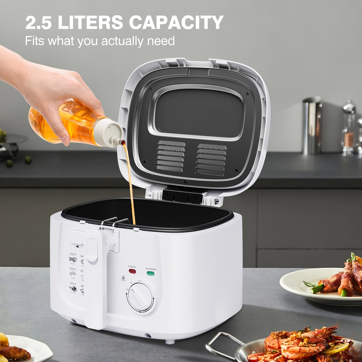 1500W Electric Deep Fryer With Adjustable Temp Control