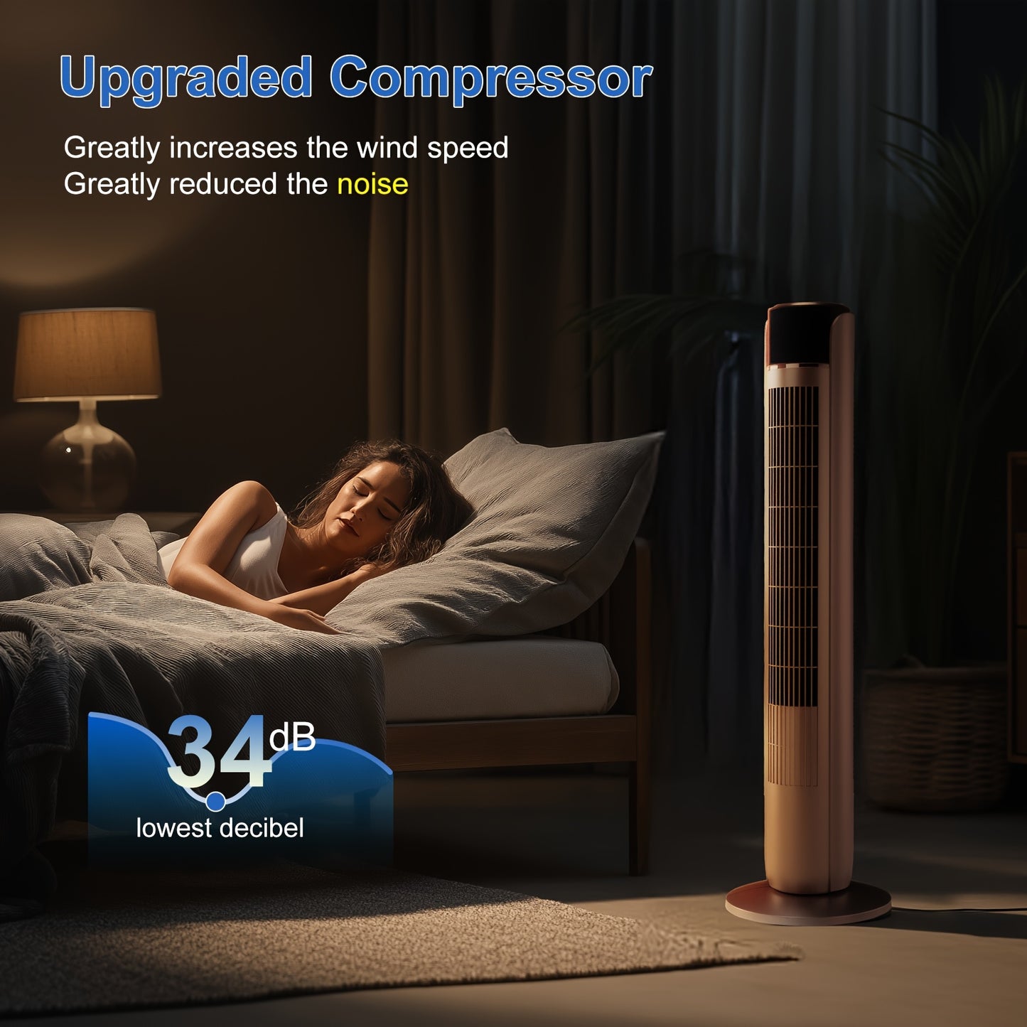 36 Inch Bladeless Oscillating Tower Fan with Remote Control, 5 Speeds 4 Modes, Ultra Quiet 28dB, 12H Timer, Portable Floor Fan for Home Bedroom Office